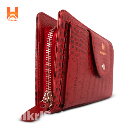 Hingare Alligator Pattern Red Genuine Leather Hand Purse